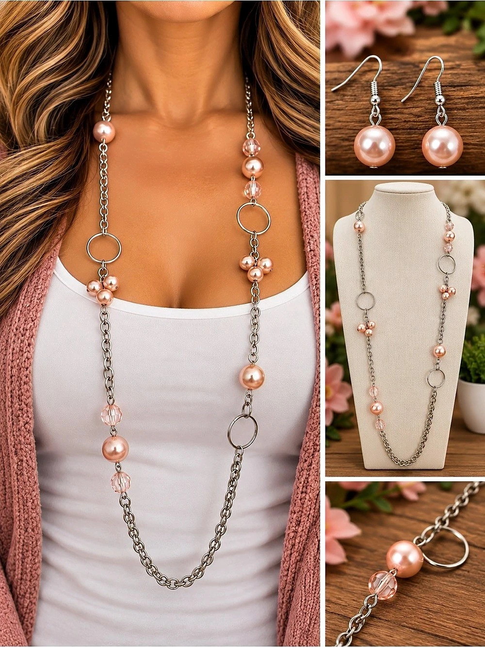 Paparazzi Prized Pearls - Pink Necklace & Earrings NWT